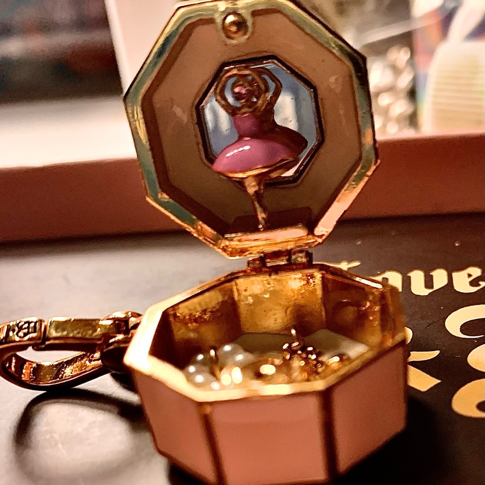 Pink and Gold Octagonal Ballerina Keychain